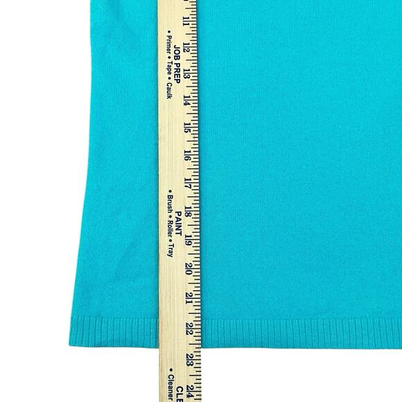 J Crew Cashmere Short Sleeve Sweater Medium Turquoise Minimalist Classic Preppy - Picture 8 of 12